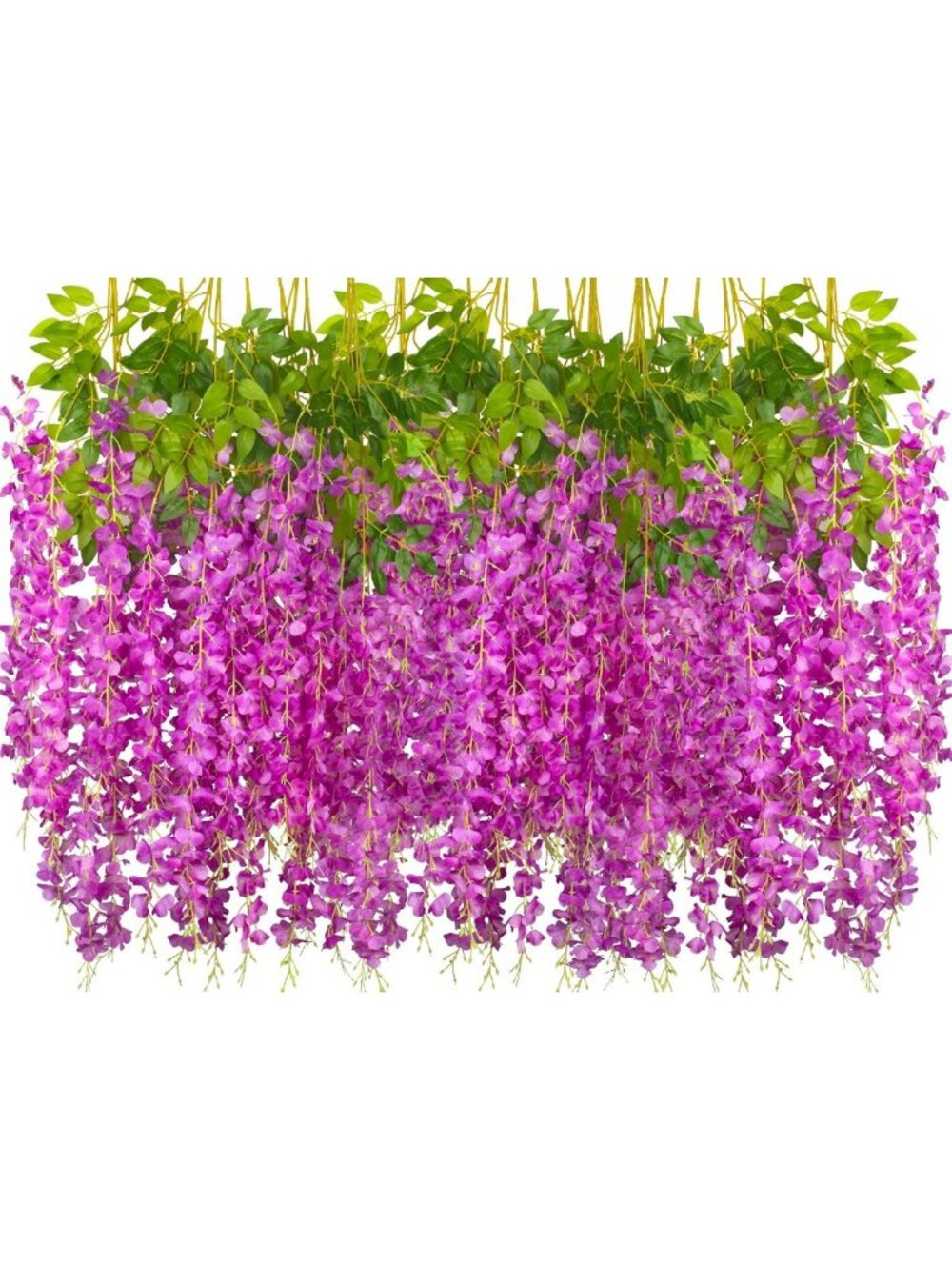 24 Pack Purple Artificial Wisteria Vine Hanging Garland - Silk Flowers for Home